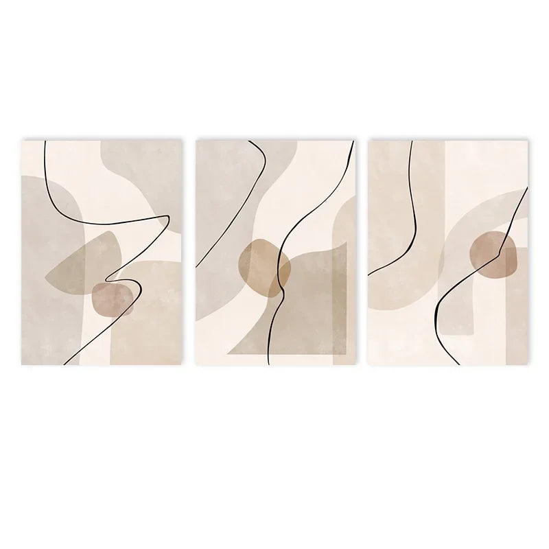 Beige Geometric Line Art Canvas – Modern Minimalist Wall Decor