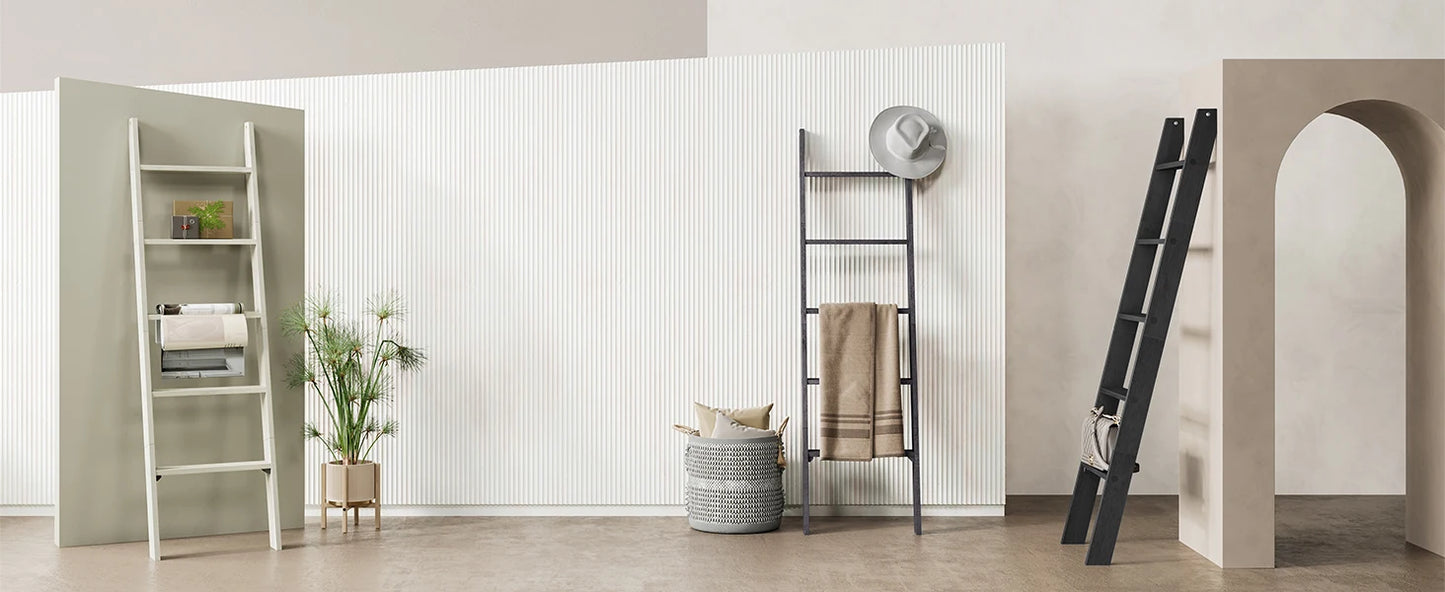 Decorative Wooden Blanket Ladder Rack | Farmhouse Towel & Throw Storage