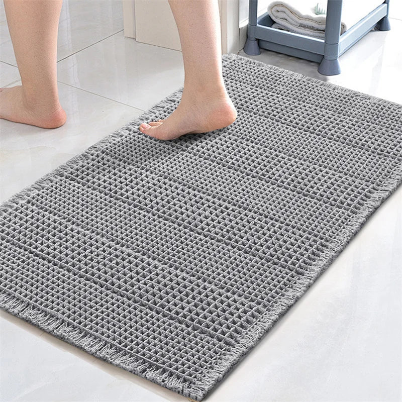 Soft Absorbent Bathroom Mat — Neutral Anti-Slip Rug