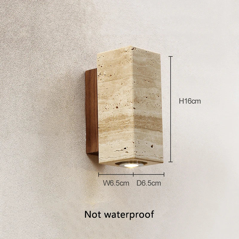 Japanese Wabi-Sabi Travertine Wall Light | Stone Sconce