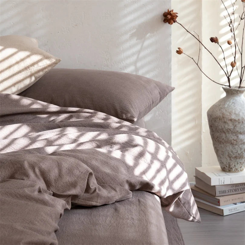 Dreamreal 100% Linen Bedding Set (4-Piece) | Breathable Cooling Sheet + Duvet Cover