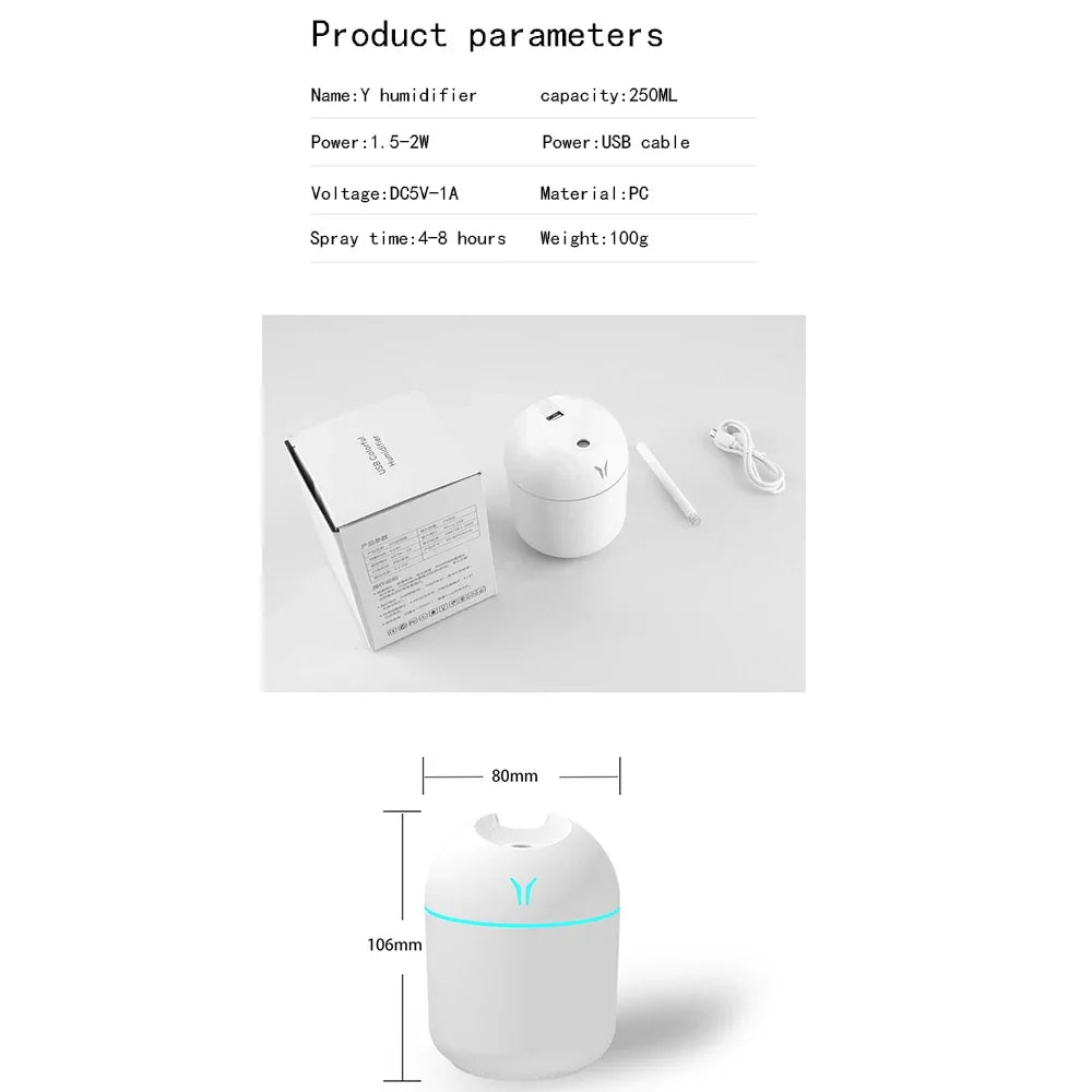 250ml Portable USB Aroma Diffuser & Mini Humidifier