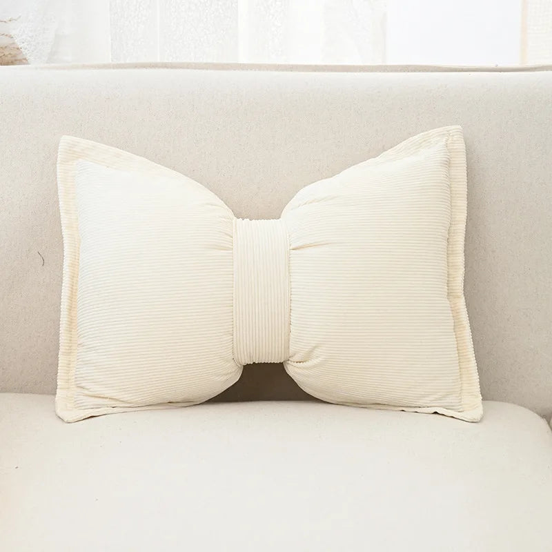 Cute Bow Plush Pillow Cover – Soft Decorative Cushion