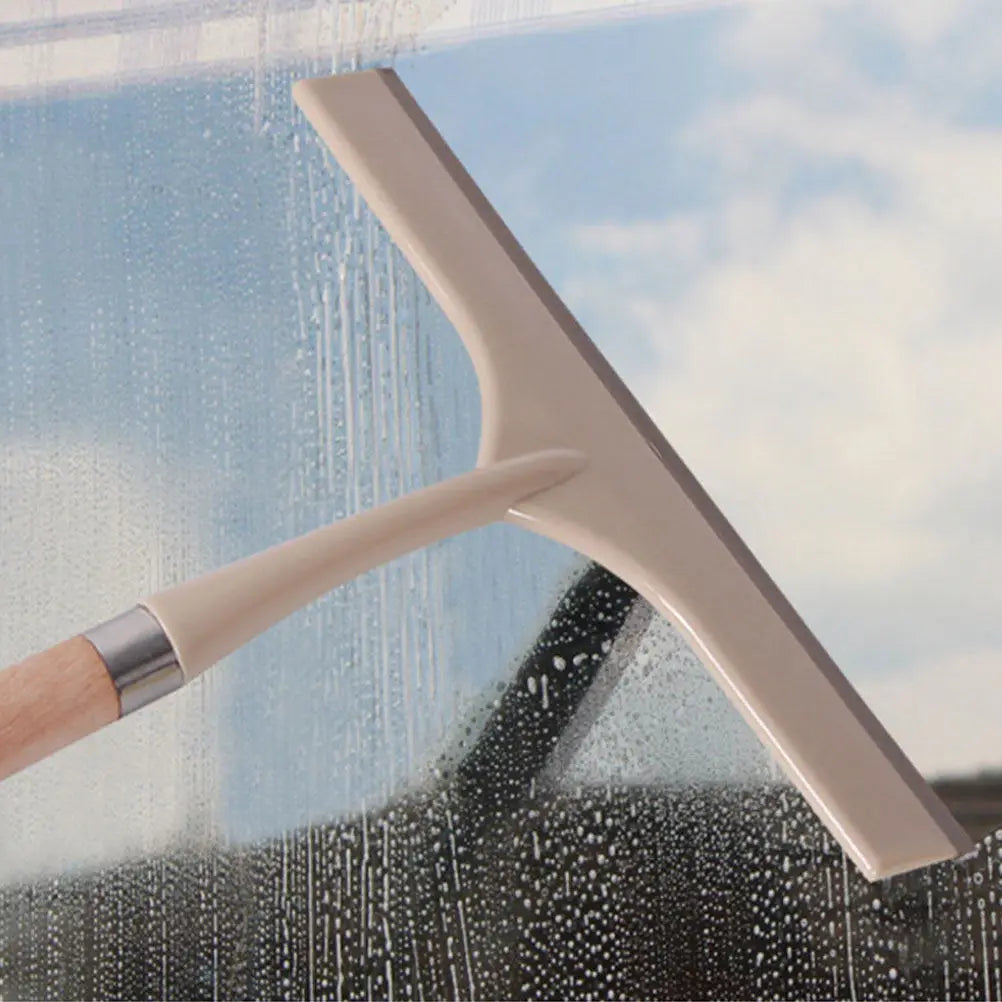 Wood Handle Glass Cleaning Tool | Stainless Steel Window & Shower Squeegee Mirror Car Windshield Wiper Durable Water