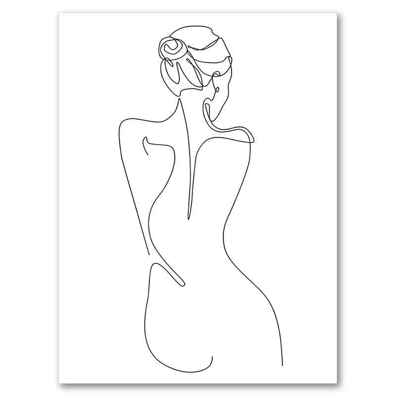 Feminine Nude Line Art Print – Modern Minimalist Canvas