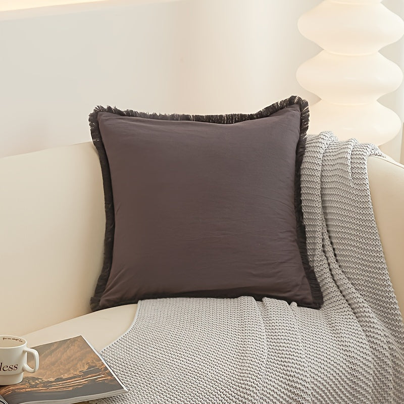 Boho Fringed Cushion Cover – Textured Decorative Accent