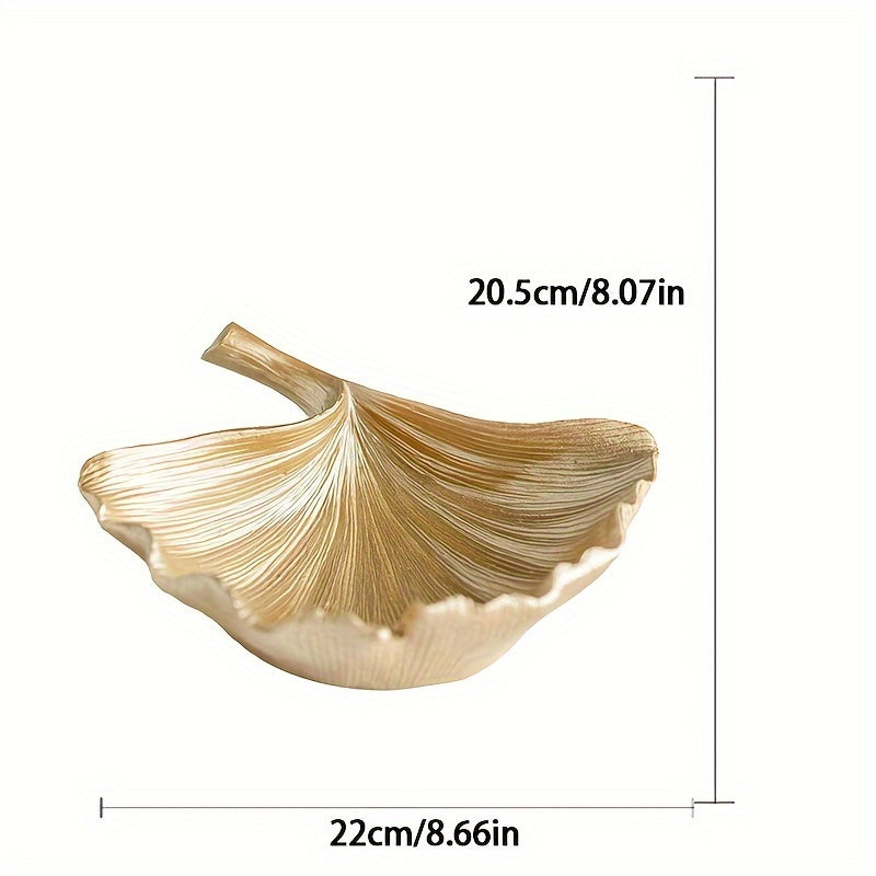 Art Deco Gold Leaf Decorative Tray — Modern Resin Display Dish