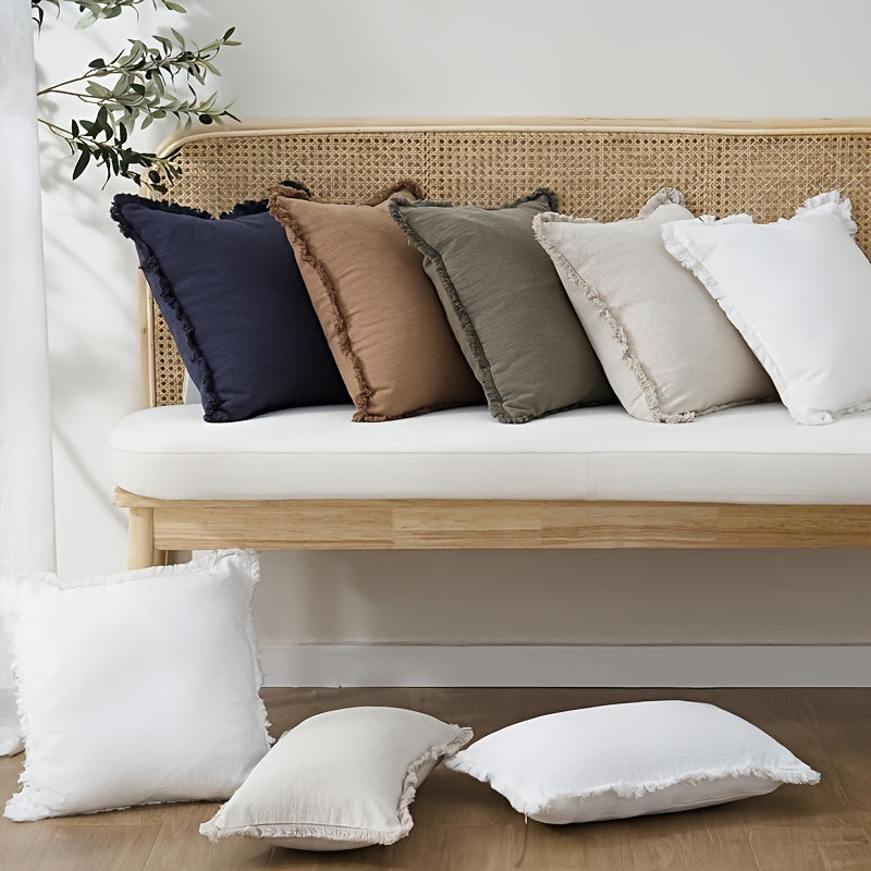 Boho Fringed Cushion Cover – Textured Decorative Accent