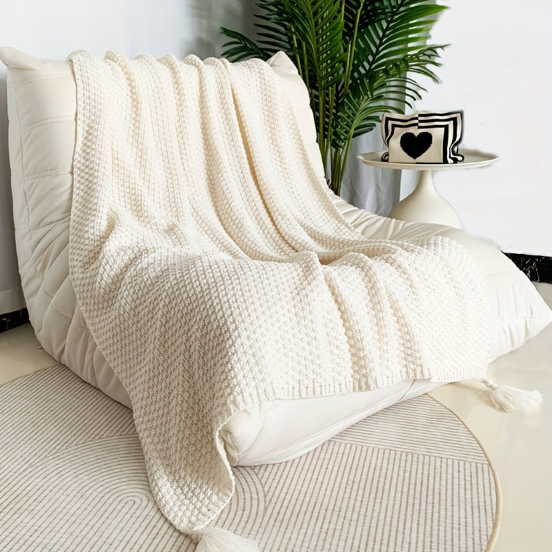 Boho Geometric Knit Throw Blanket – All-Season Soft Cozy Home Decor | Aesthetic Glow