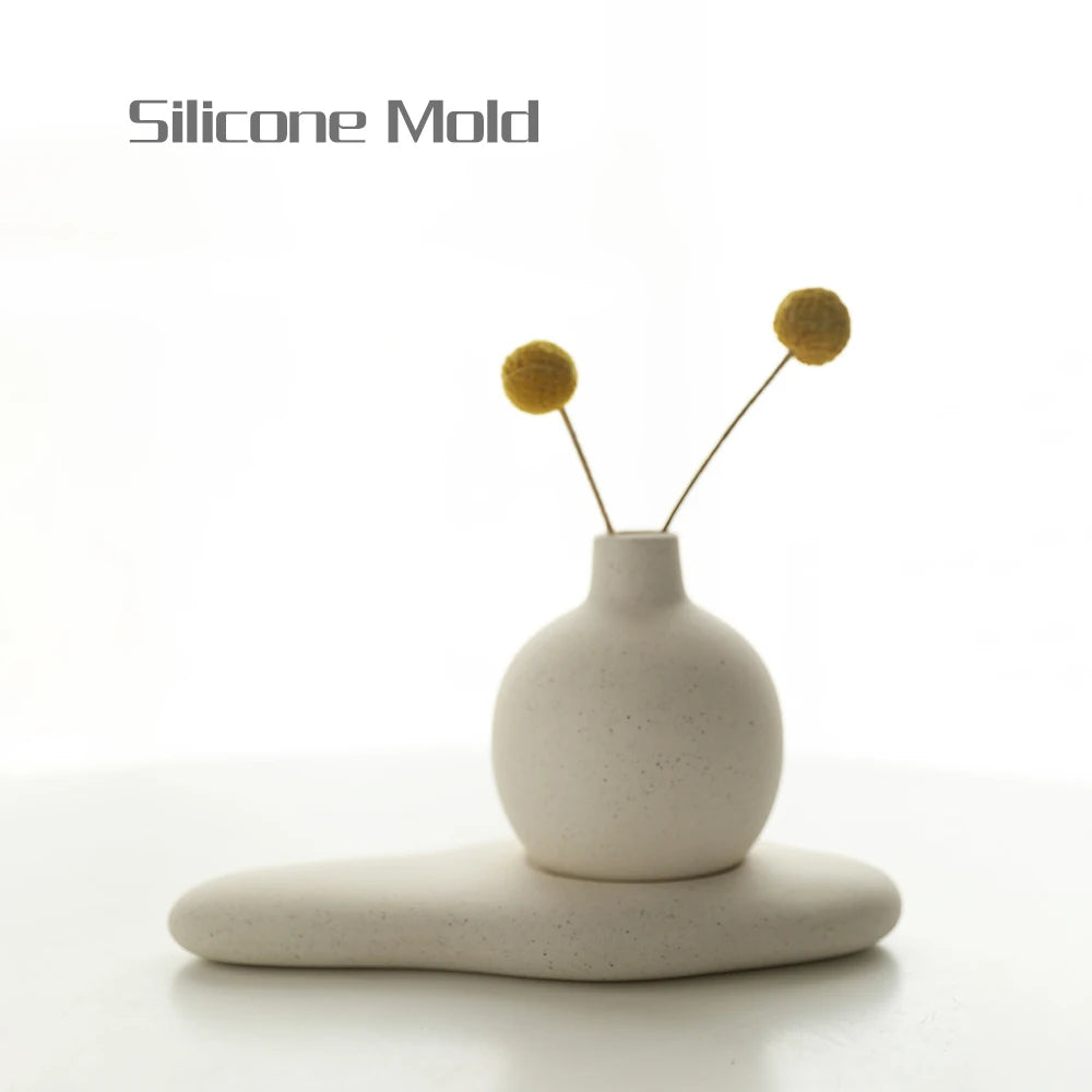 Aesthetic Cement Vase Duo