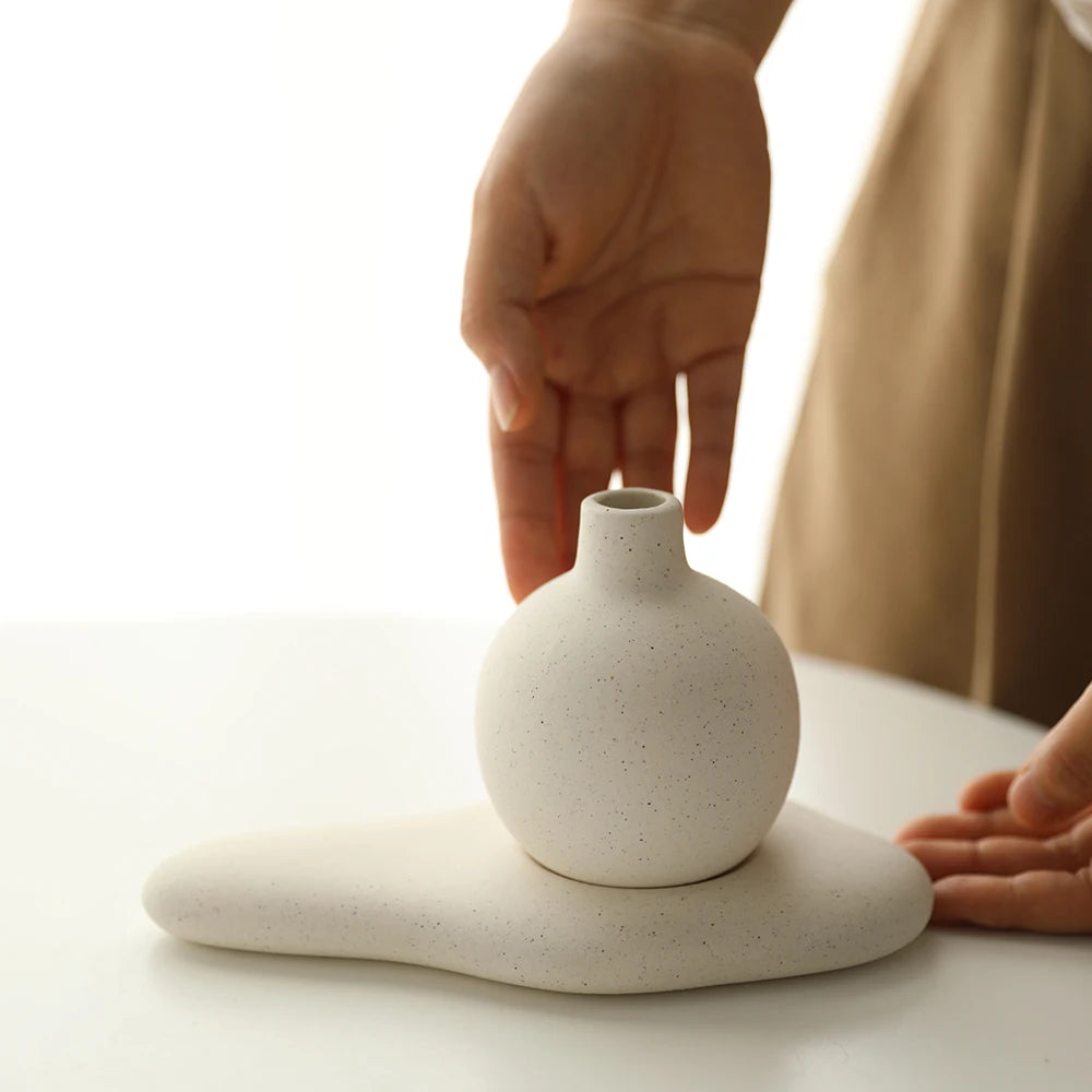 Aesthetic Cement Vase Duo