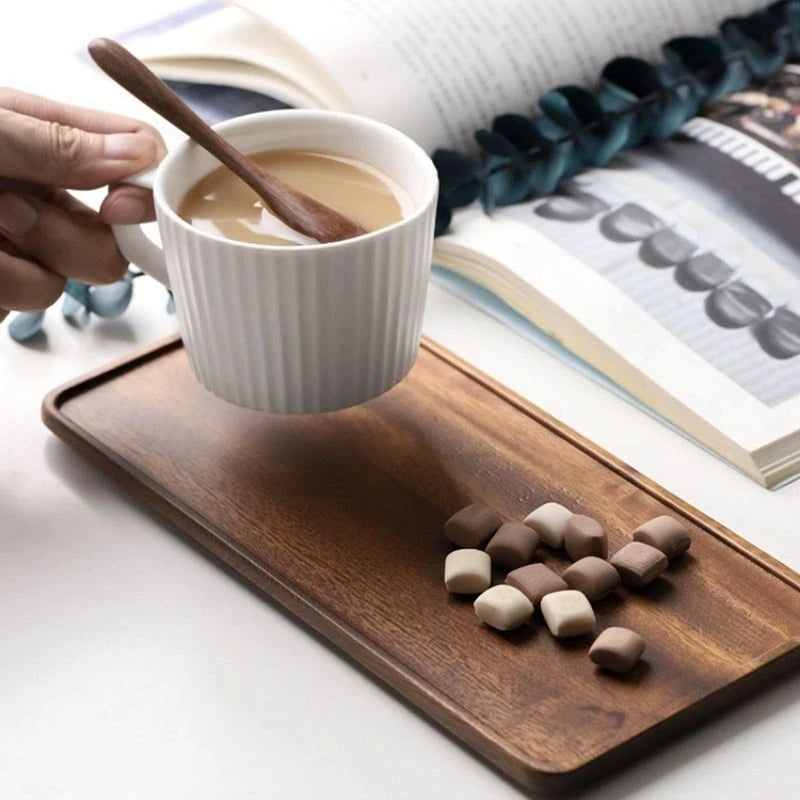 Solid Walnut Serving Tray – One-Piece Wood Board for Coffee, Tea & Snacks