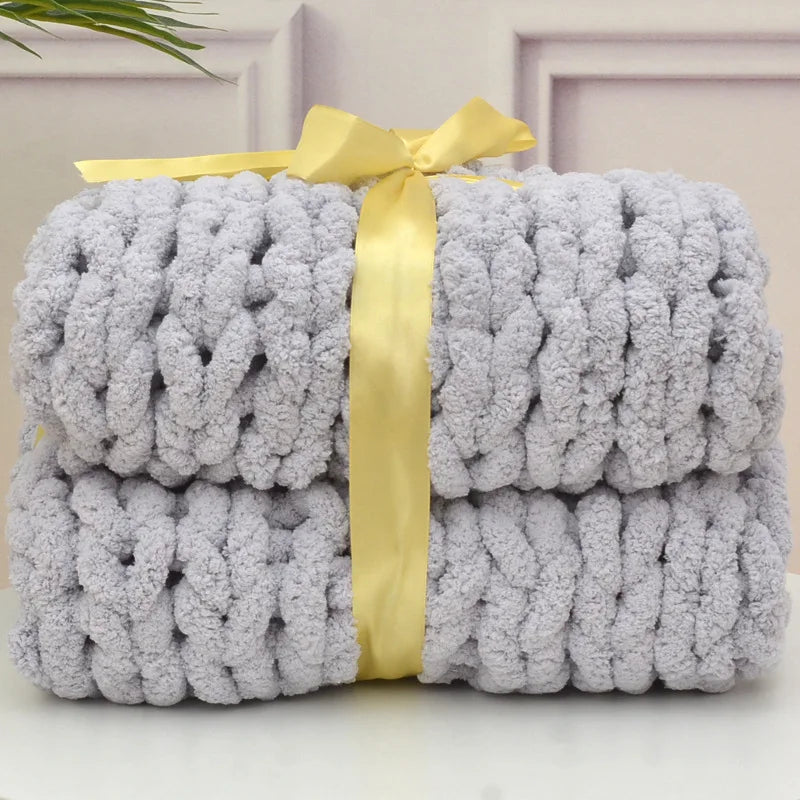 Chunky Knit Chenille Blanket — Soft Cozy Throw for Sofa & Bedroom | Aesthetic Glow