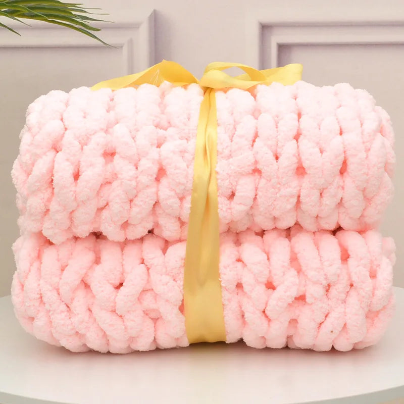 Chunky Knit Chenille Blanket — Soft Cozy Throw for Sofa & Bedroom | Aesthetic Glow