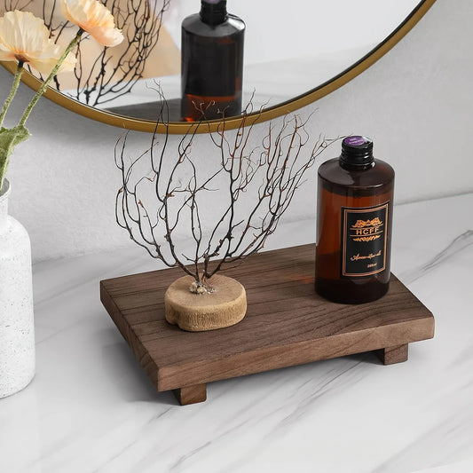 Wood Pedestal Vanity Tray