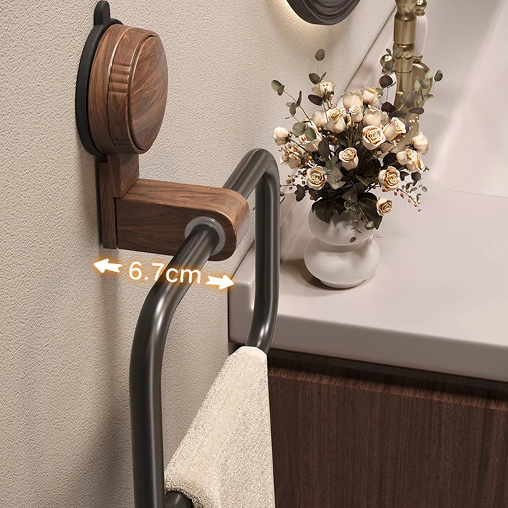 Walnut Wood Bathroom Towel Rack | Vintage Waterproof Wall Storage