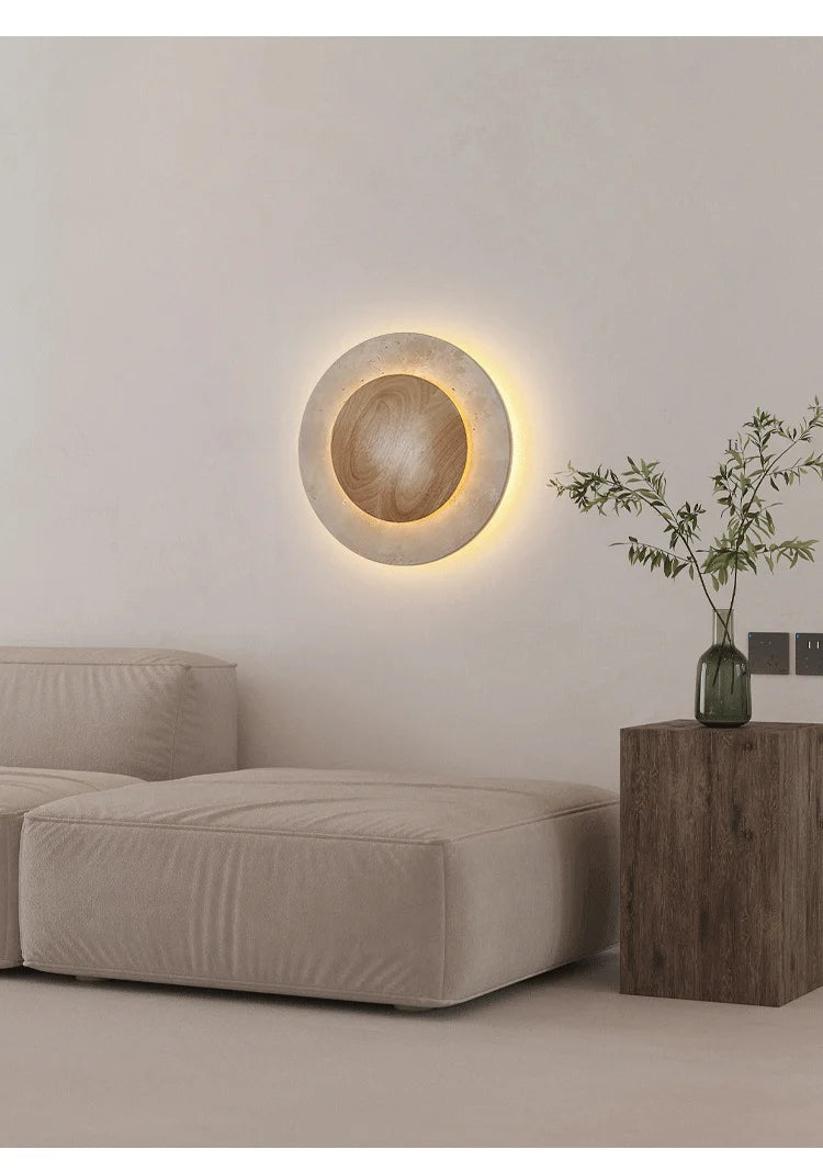 Vintage Travertine Round Wall Lamp | Ambient Wall Light