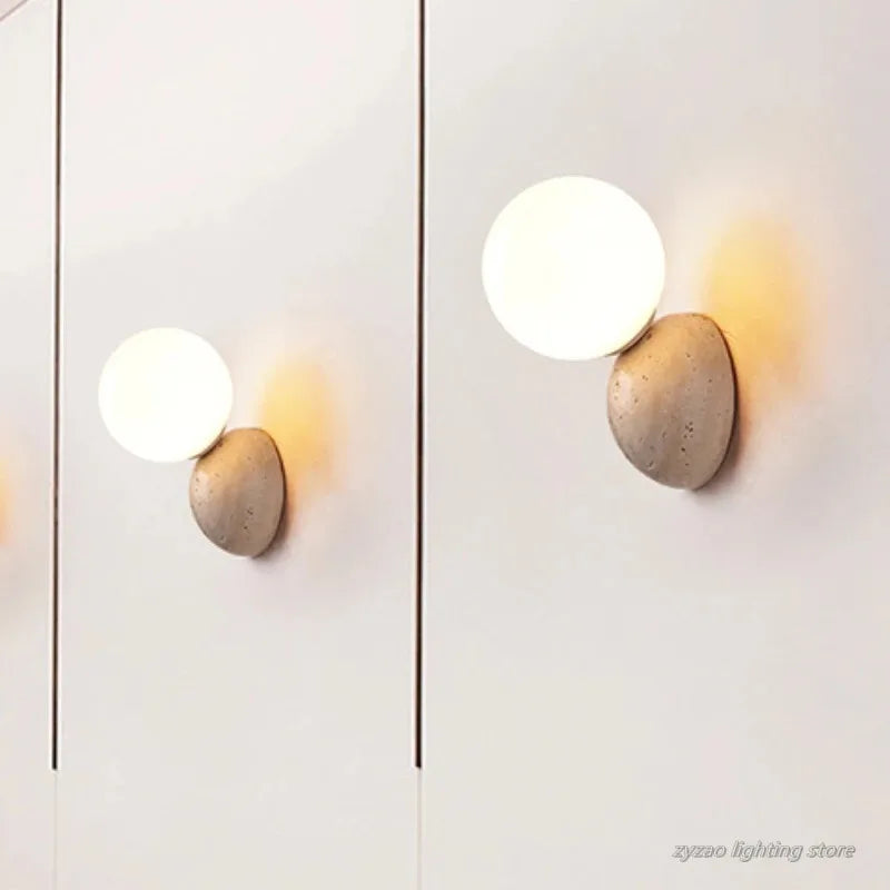 Cream Travertine LED Wall Lamp | Nordic Ambient Light
