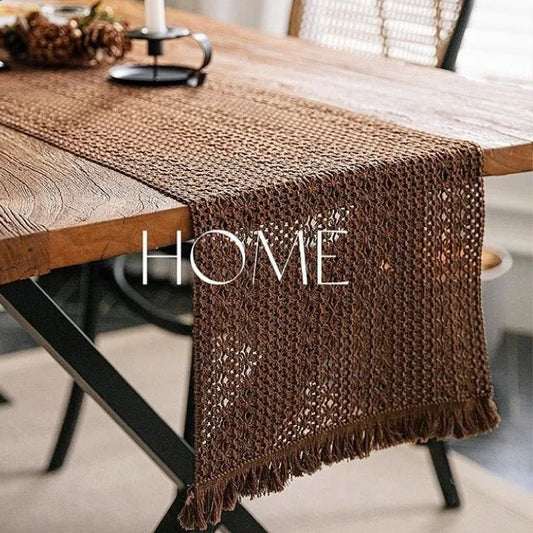 Boho Woven Tassel Table Runner