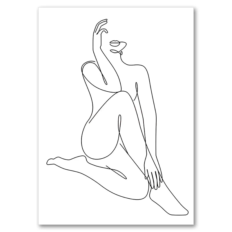 Feminine Nude Line Art Print – Modern Minimalist Canvas