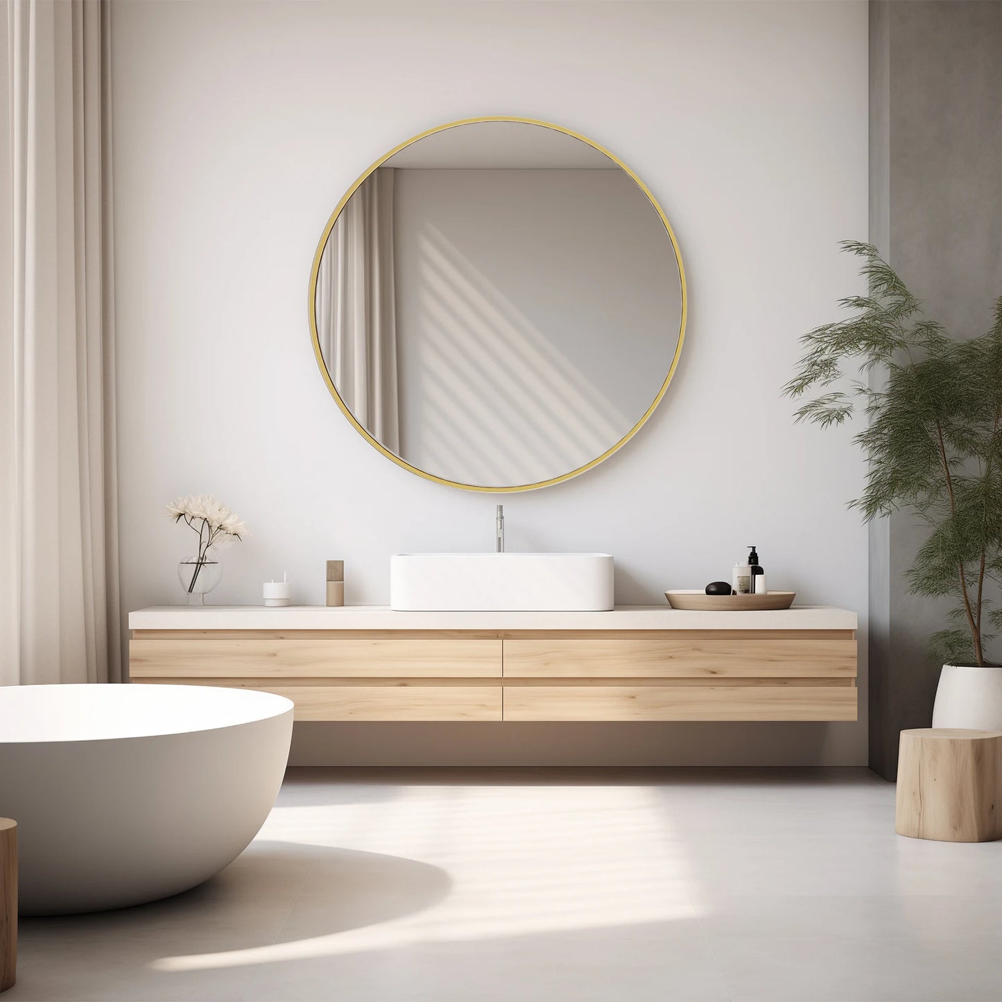 Gold Round Vanity Wall Mirror