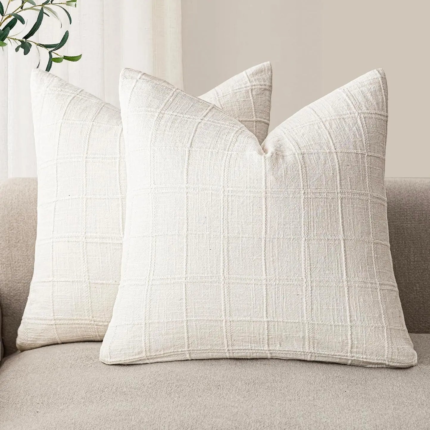 Neutral Linen Pillow Covers | Textured Decorative Cushion Covers
