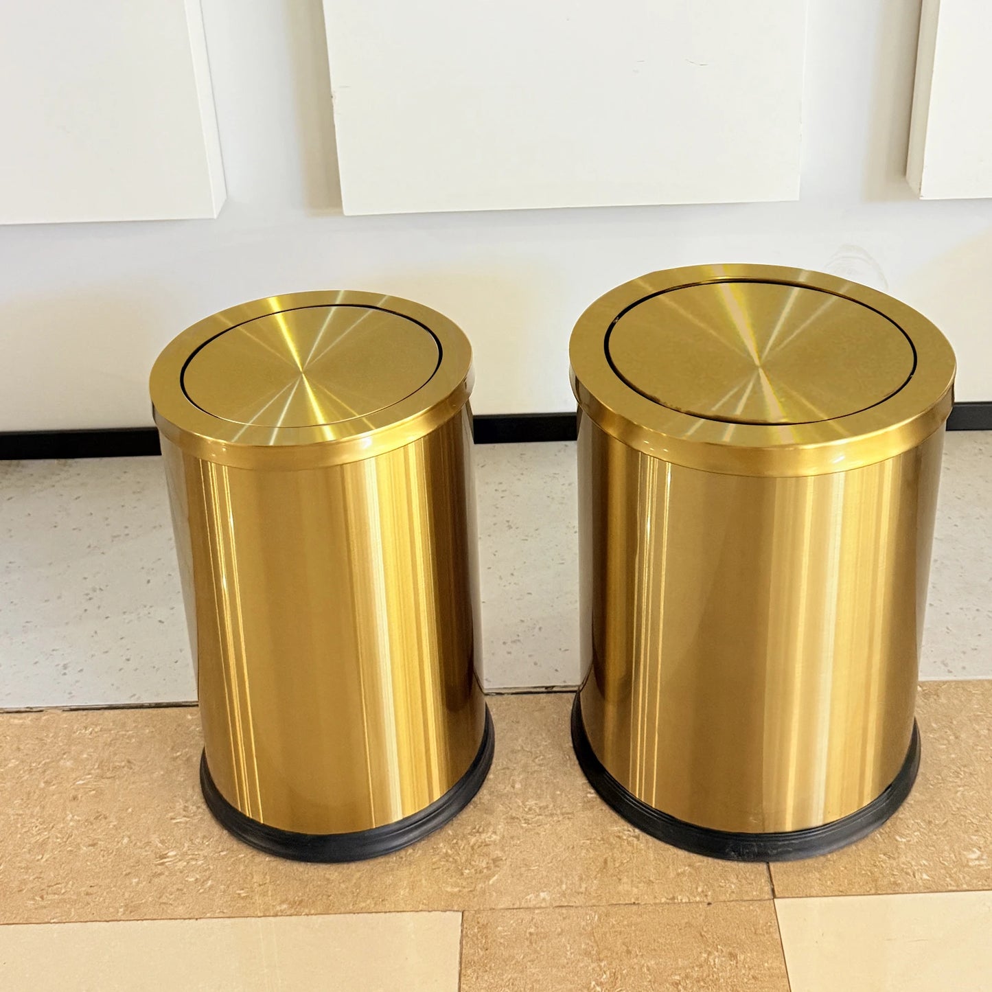 Luxury Gold Bathroom Trash Can with Swing Lid