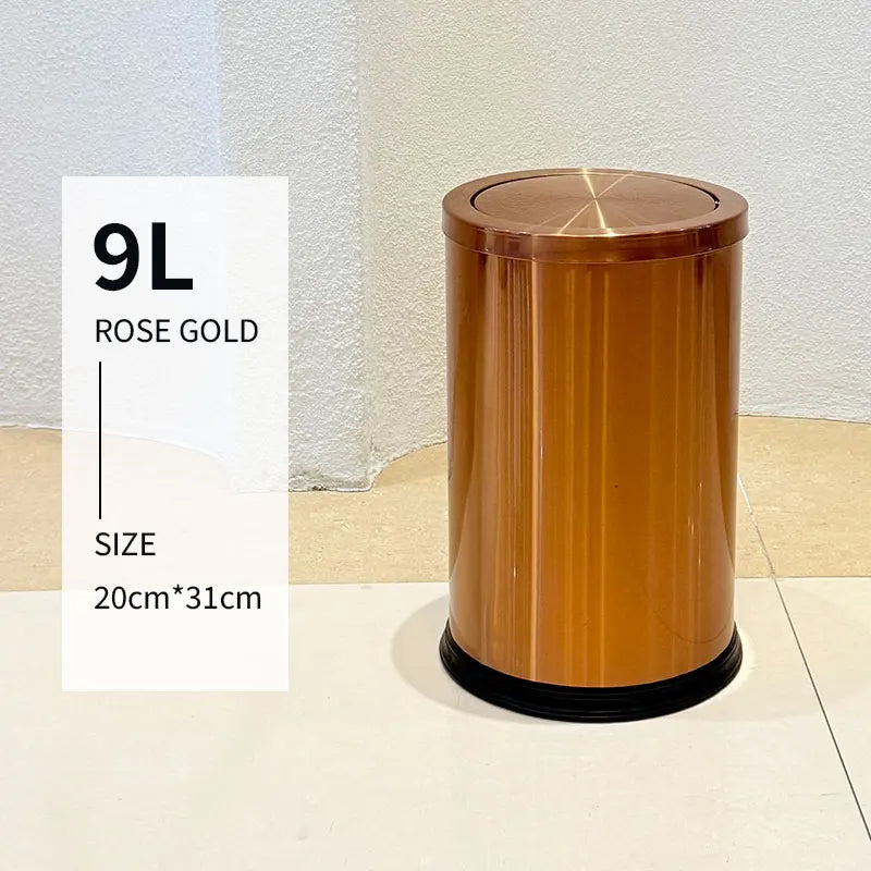 Luxury Gold Bathroom Trash Can with Swing Lid