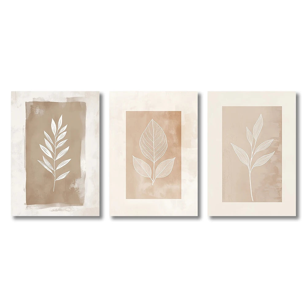 Neutral Fern Wall Art Set (3-Piece) – Warm Minimalist Decor