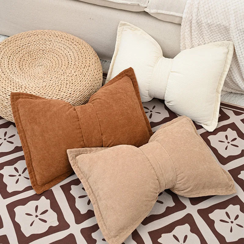 Cute Bow Plush Pillow Cover – Soft Decorative Cushion