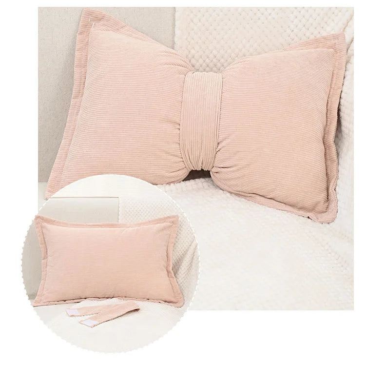 Cute Bow Plush Pillow Cover – Soft Decorative Cushion