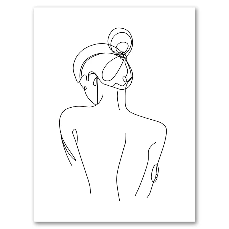 Feminine Nude Line Art Print – Modern Minimalist Canvas