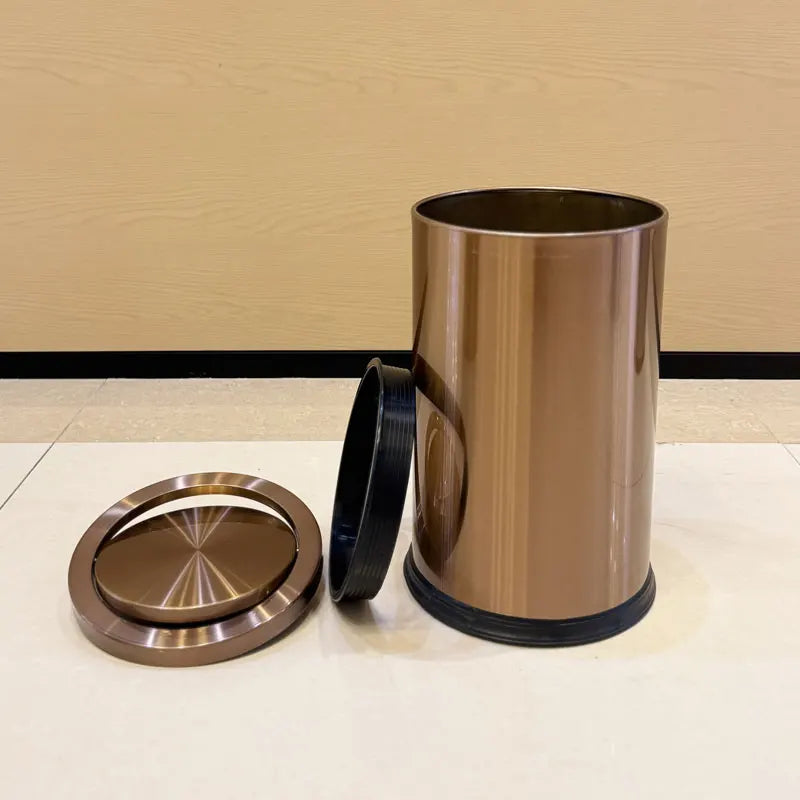 Luxury Gold Bathroom Trash Can with Swing Lid