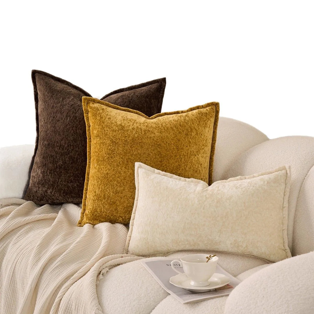 Retro Chenille Luxury Pillow Cover — Soft Textured Cushion Case