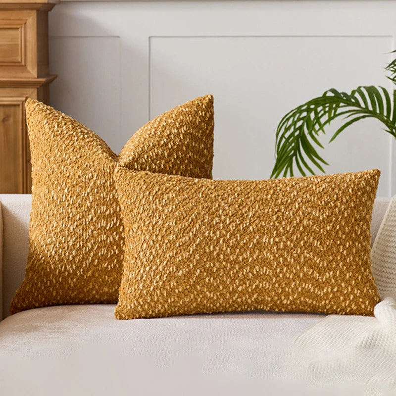 Soft Chenille Throw Pillow Cover – Caramel Cushion Cover