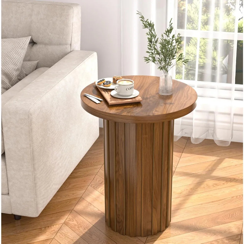 Farmhouse Pedestal Side Table — Minimal Accent Table