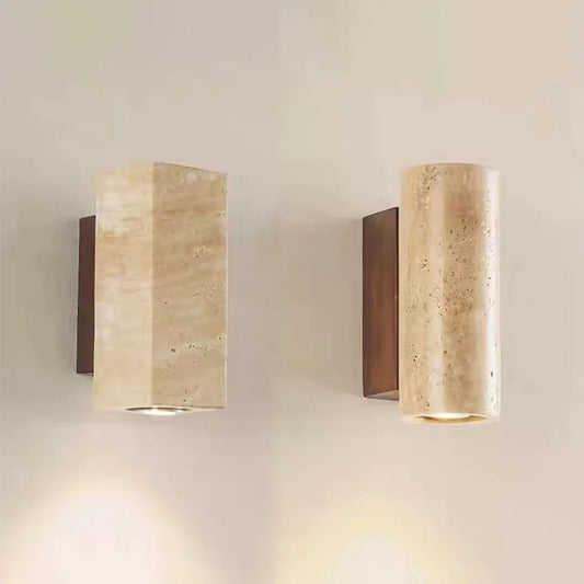 Japanese Wabi-Sabi Travertine Wall Light | Stone Sconce