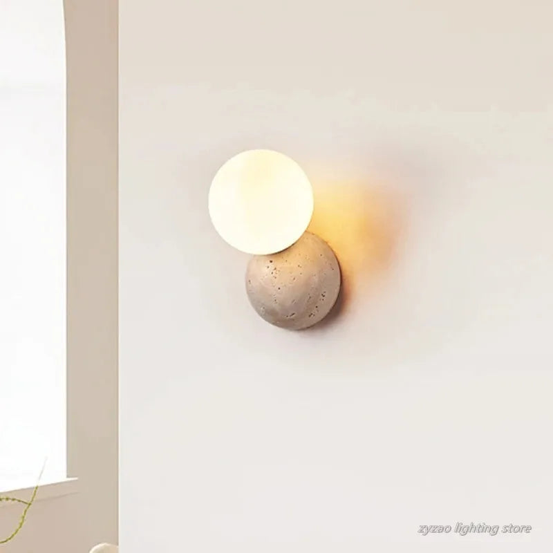 Cream Travertine LED Wall Lamp | Nordic Ambient Light