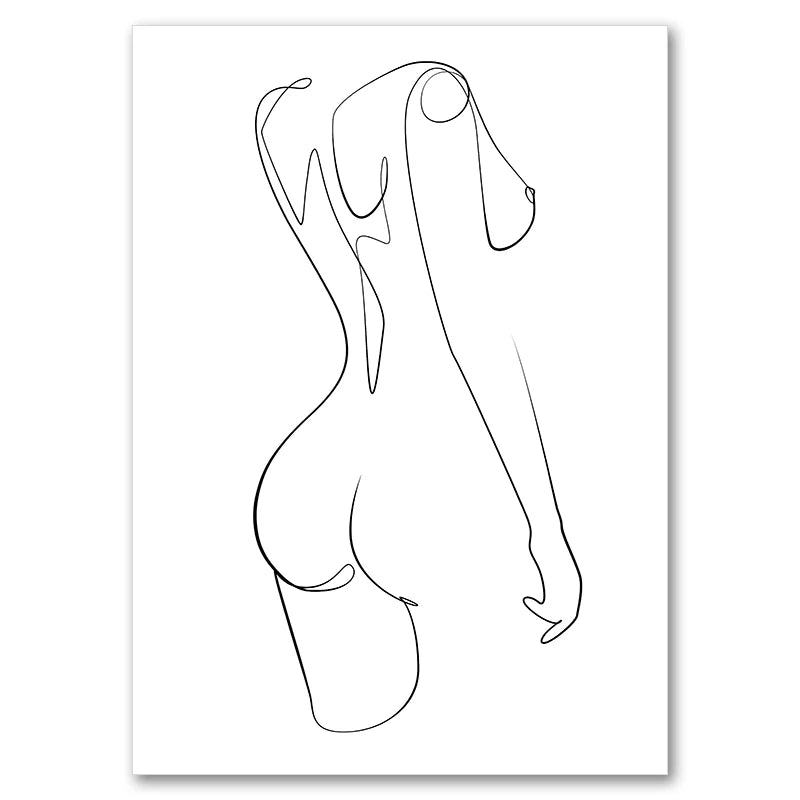 Feminine Nude Line Art Print – Modern Minimalist Canvas
