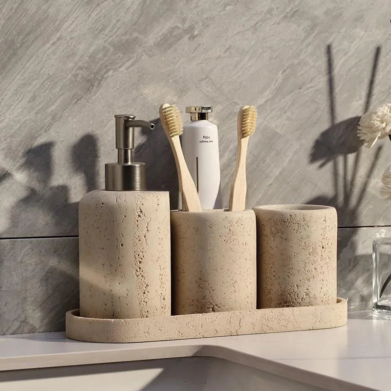 Travertine Bathroom Accessories Set 4 Piece