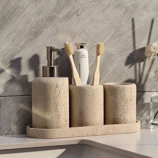Travertine Bathroom Accessories Set 4 Piece