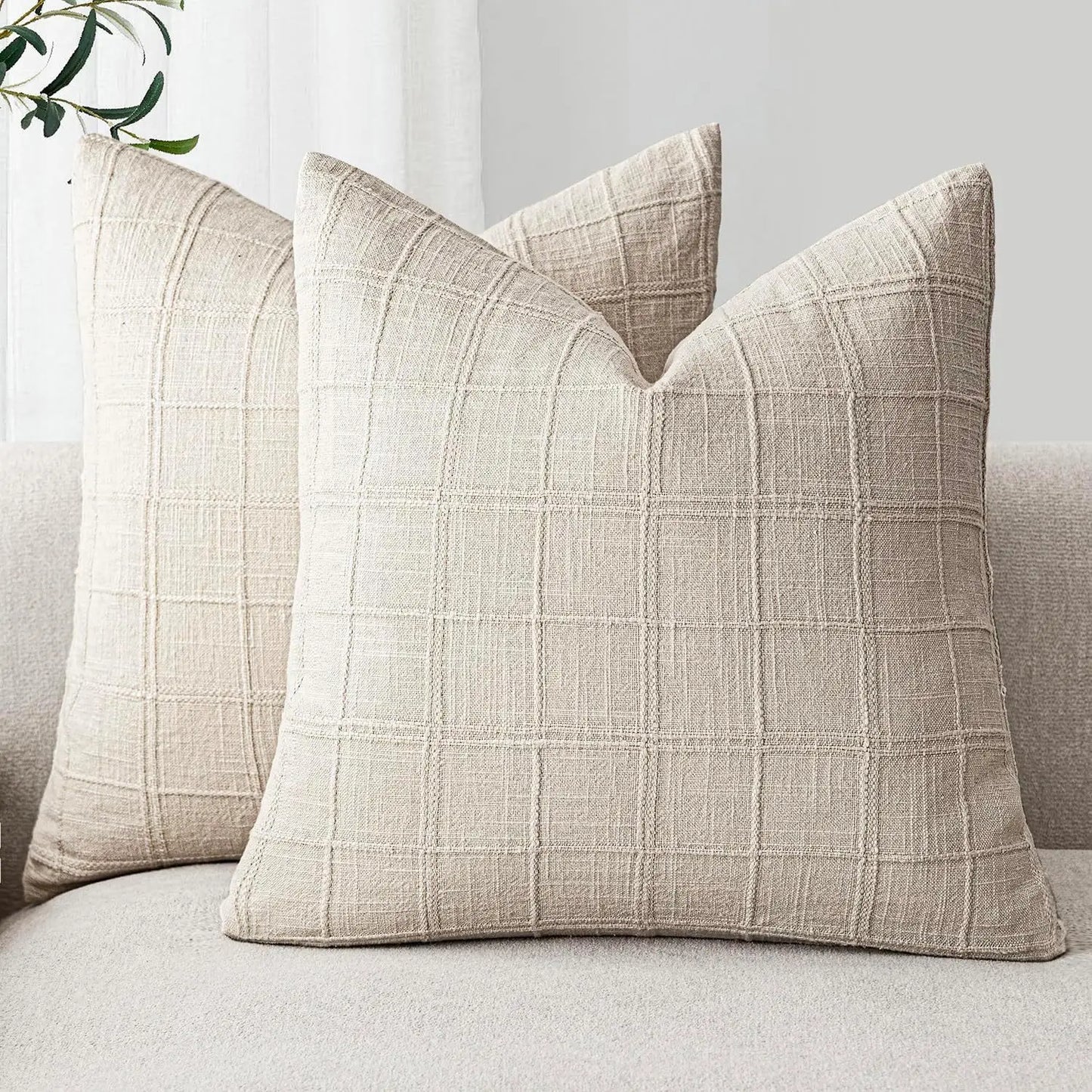 Neutral Linen Pillow Covers | Textured Decorative Cushion Covers