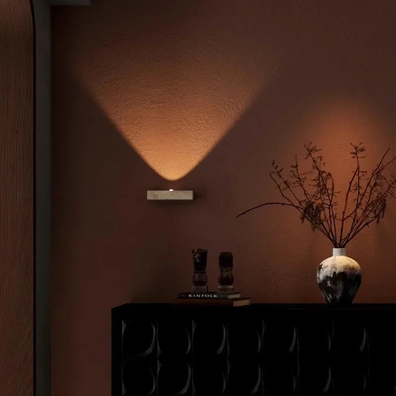Travertine Wall Sconce | Wabi-Sabi Marble Ambient Wall Light