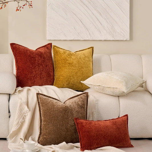 Retro Chenille Luxury Pillow Cover — Soft Textured Cushion Case