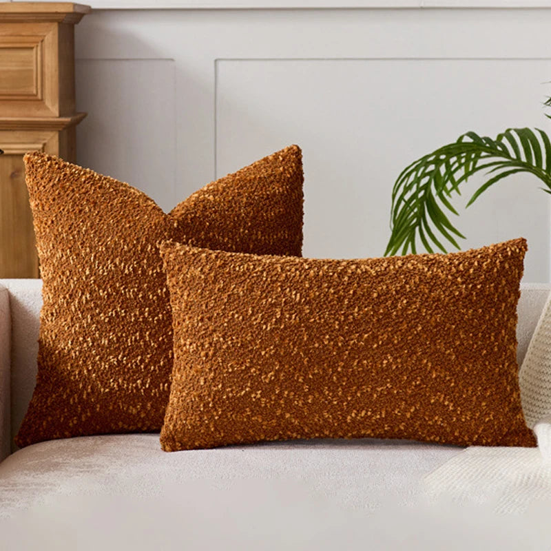 Soft Chenille Throw Pillow Cover – Caramel Cushion Cover