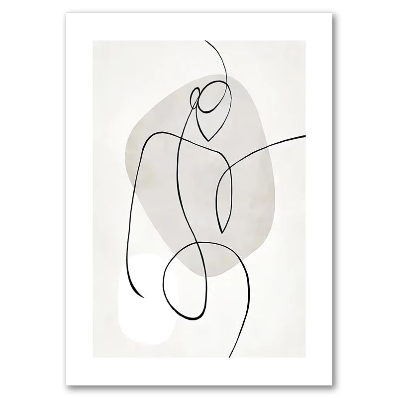 Feminine Nude Line Art Print – Modern Minimalist Canvas