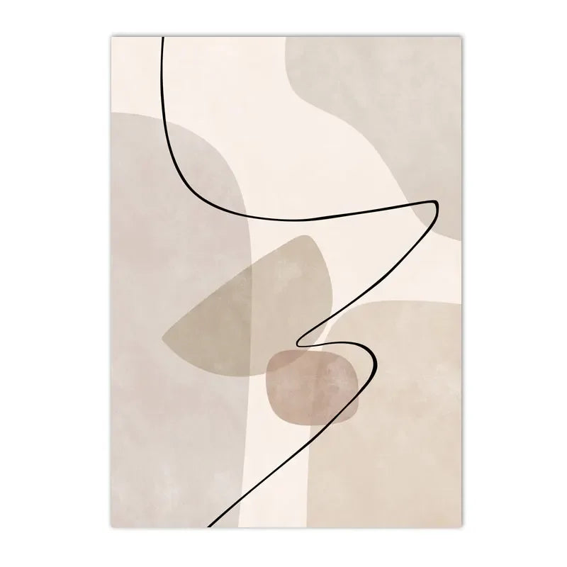 Beige Geometric Line Art Canvas – Modern Minimalist Wall Decor