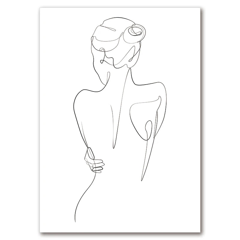 Feminine Nude Line Art Print – Modern Minimalist Canvas