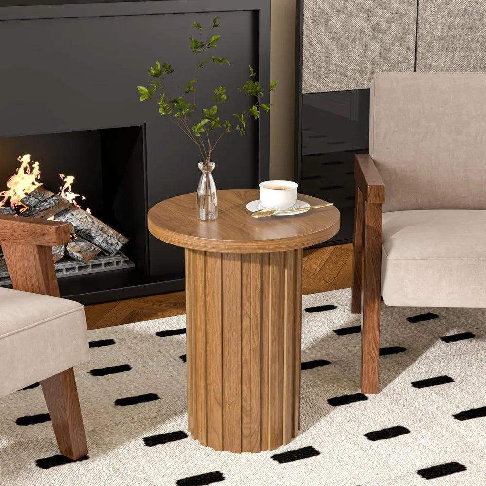Farmhouse Pedestal Side Table — Minimal Accent Table
