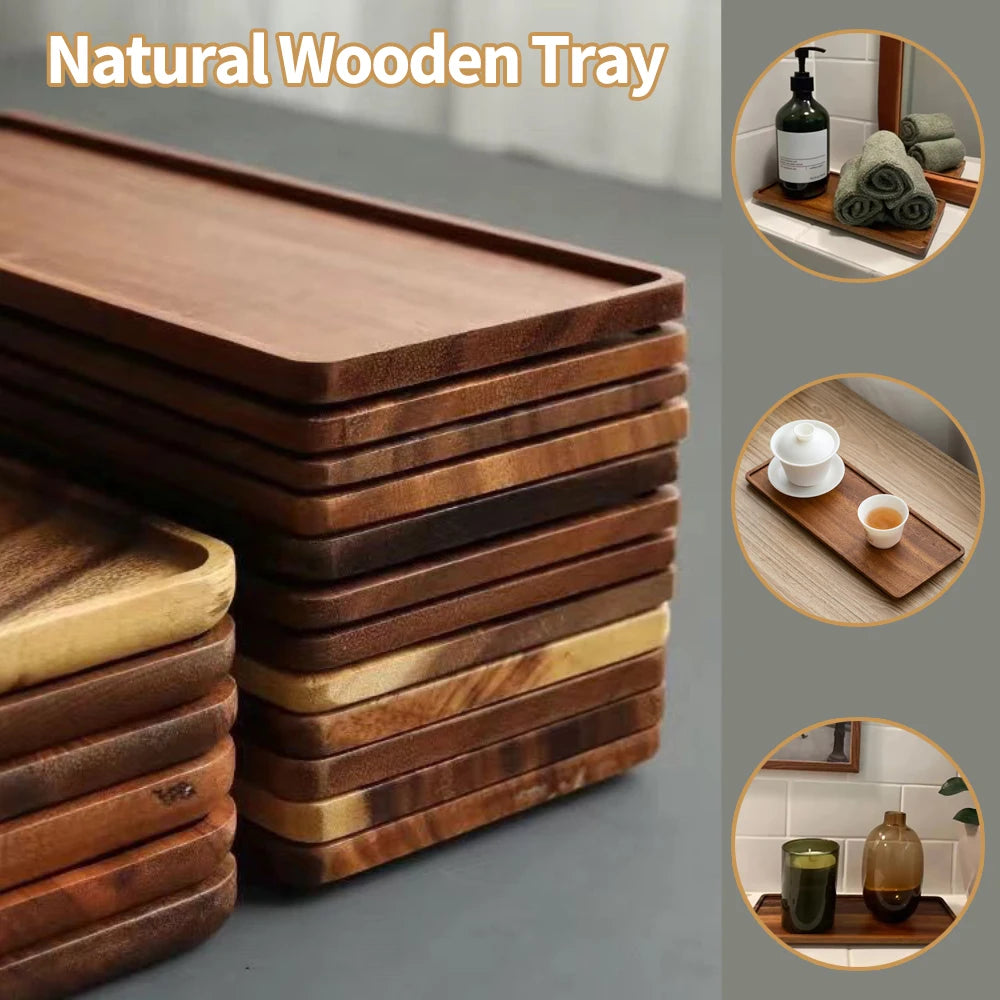 Solid Walnut Serving Tray – One-Piece Wood Board for Coffee, Tea & Snacks
